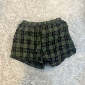 ROMWE Green and Black PJ Shorts with Elastic Waistband